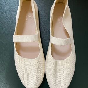 Danskin Light Cream Knit Mary Jane Flats